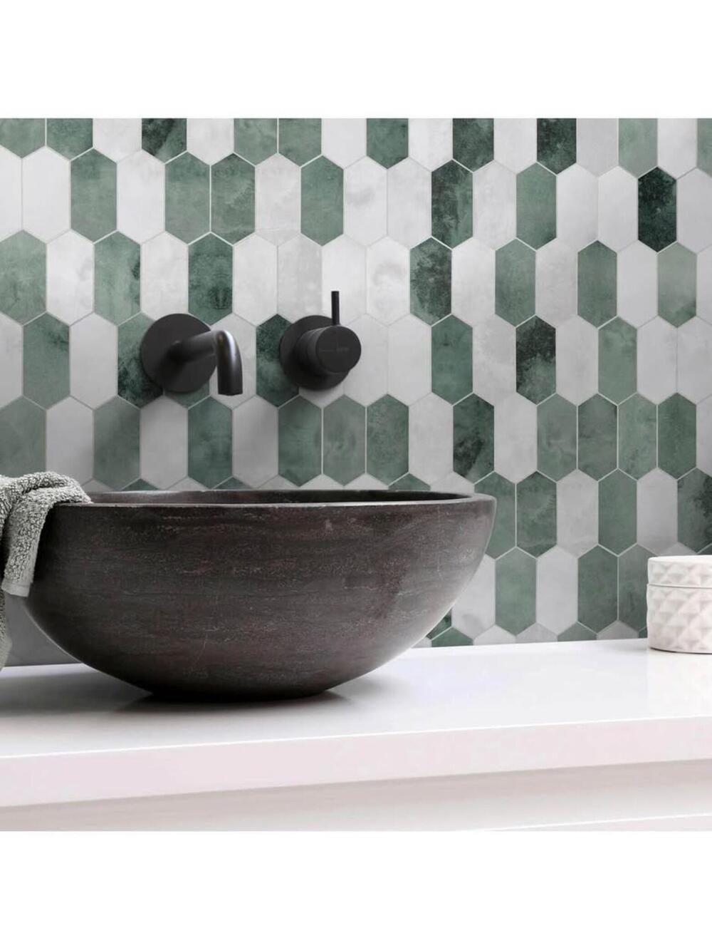 Green Hexagon Peel and Stick Backsplash Tiles - 10 Sheets - New in Box! - Picture 9 of 9